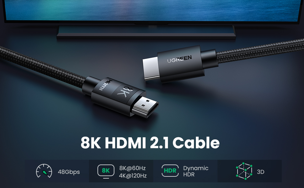 Tổng đại lý Phân phối Cáp HDMI 2.1 Ugreen dài 2M hỗ trợ 8K @60hz cao cấp 40180