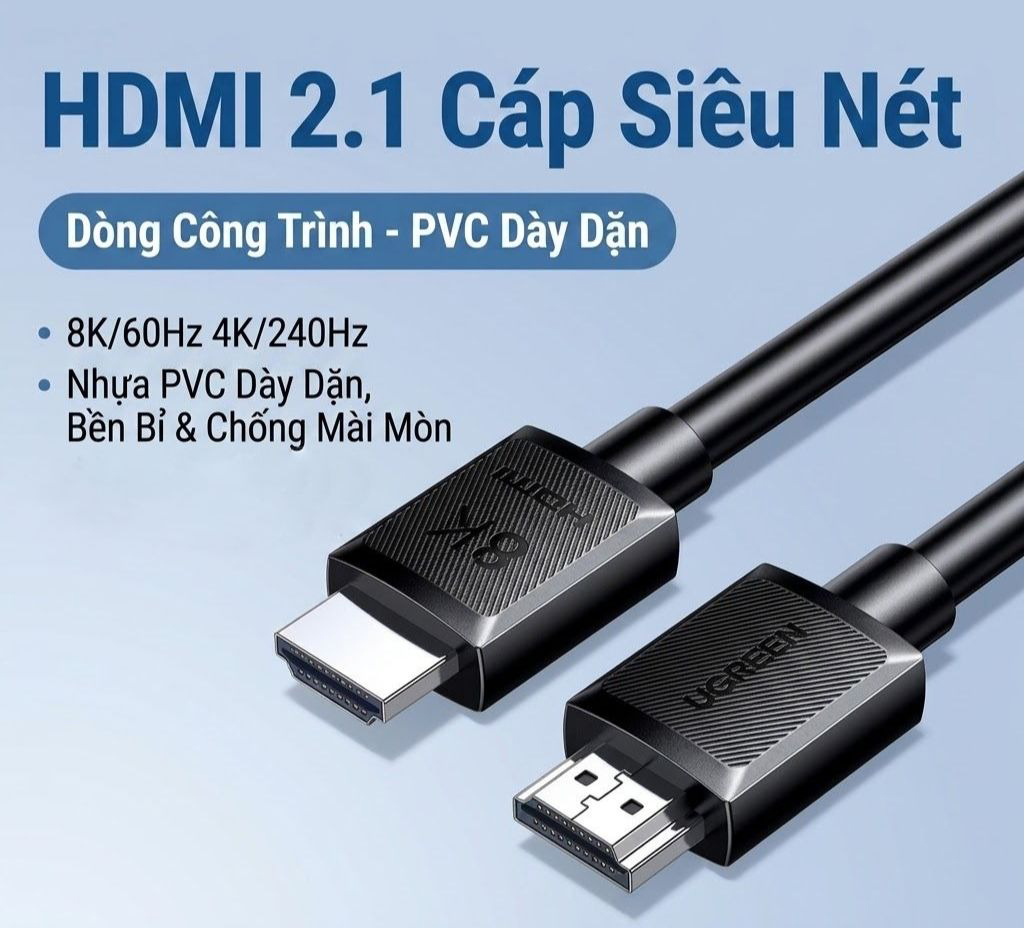 Cáp HDMI 2.1 Ugreen 45432 dài 2m hỗ trợ 8K@60Hz Chính Hãng - Ảnh 2