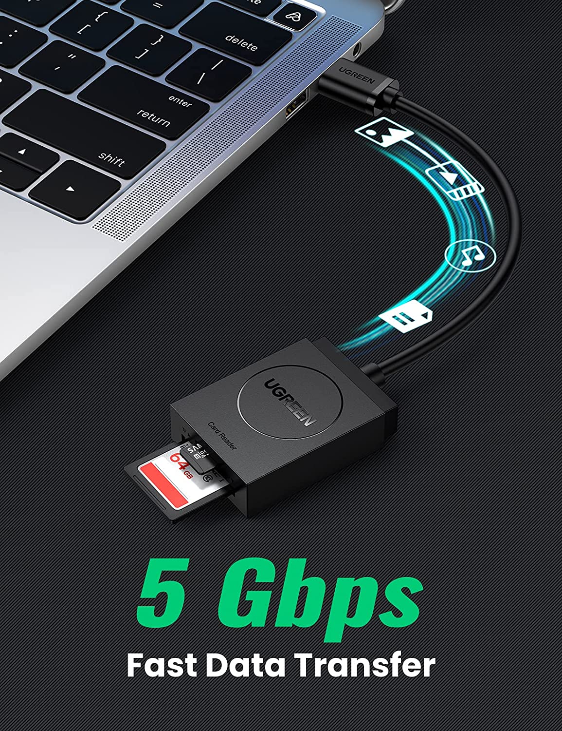 Đầu đọc thẻ nhớ Ugreen 20250 chuẩn USB 3.0 , hỗ trợ thẻ Micro SD/SD - Ảnh 5