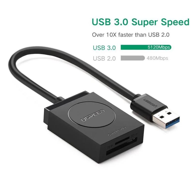 Đầu đọc thẻ nhớ Ugreen 20250 chuẩn USB 3.0 , hỗ trợ thẻ Micro SD/SD - Ảnh 3