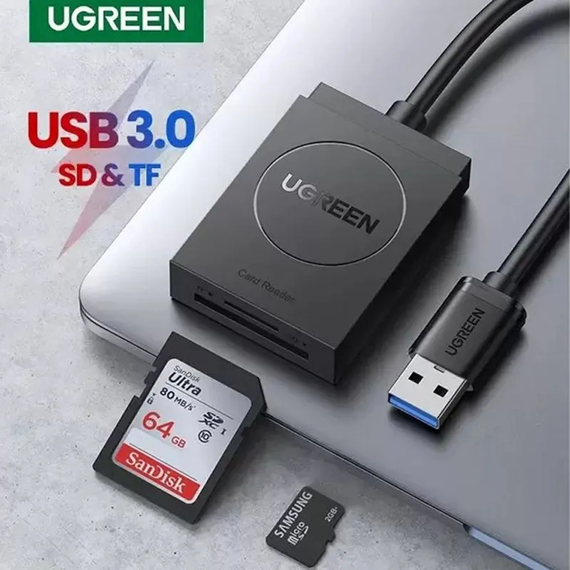 Đầu đọc thẻ nhớ Ugreen 20250 chuẩn USB 3.0 , hỗ trợ thẻ Micro SD/SD