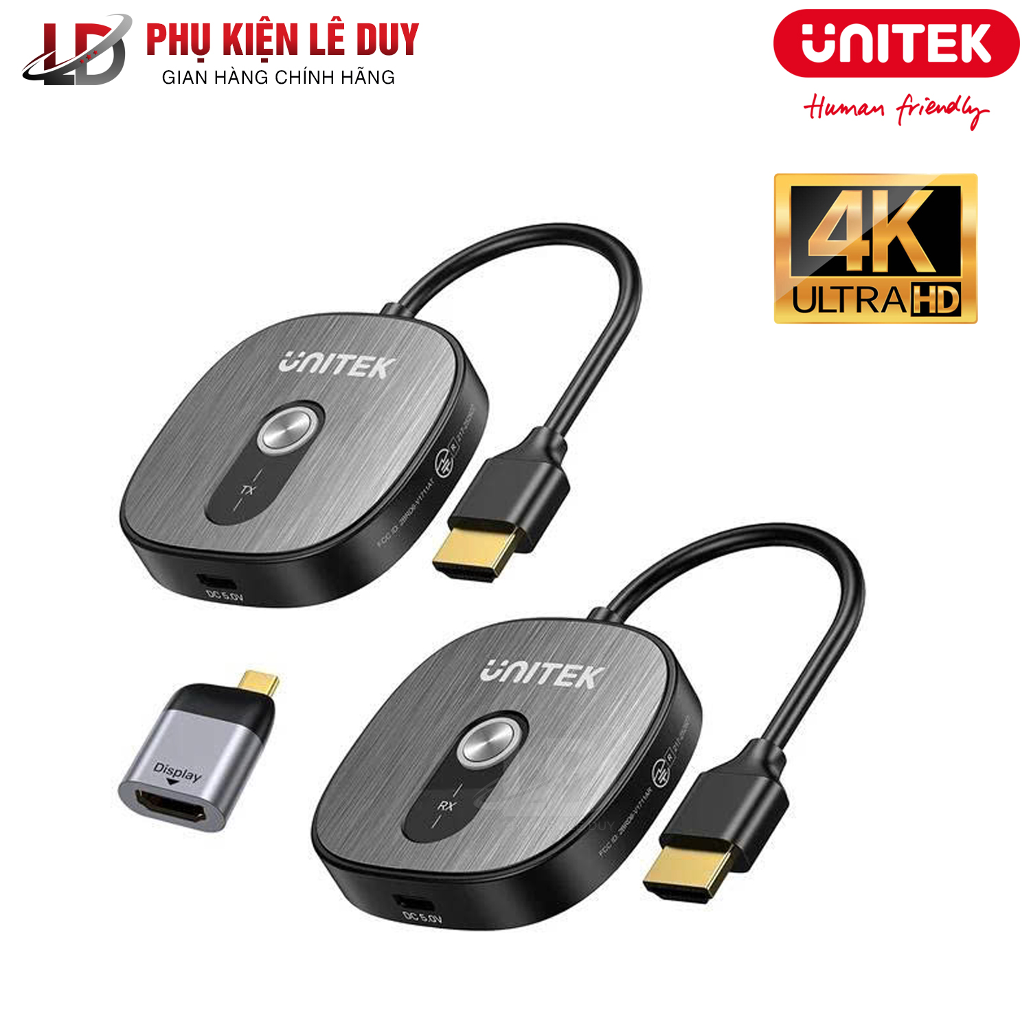 Bộ Thu Phát HDMI Không Dây 4K Unitek V1717CBK01 chính hãng, bán kính 50M