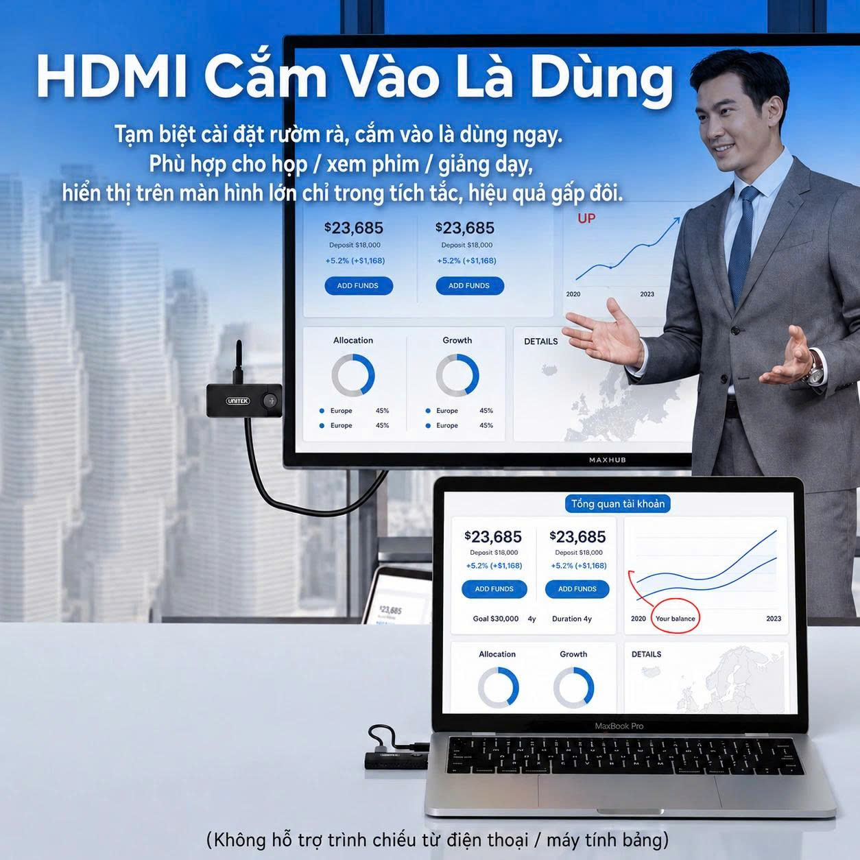 Bộ thu phát HDMI không dây 50M Unitek V1708A phân giải fullHD 1080p - Ảnh 4